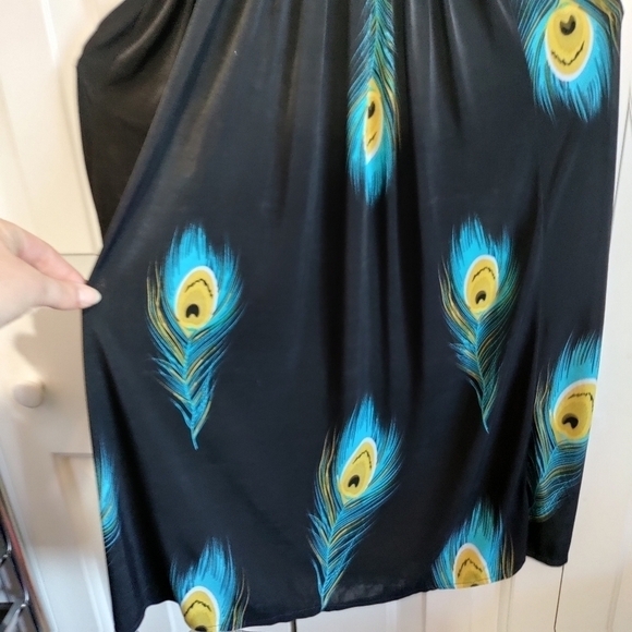 Peacock feathers print bodycon maxi dress size small - Picture 7 of 8